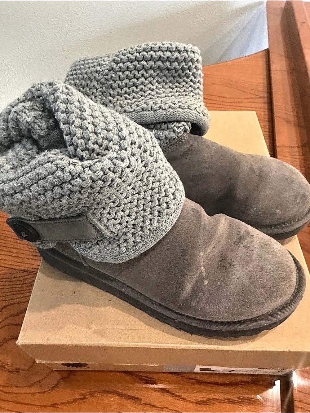 UGG Classic Cardy Knit Cuff Boots Gray US 7